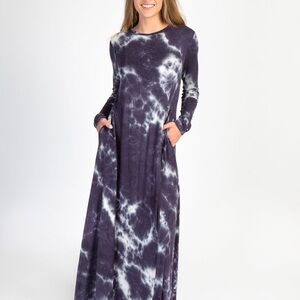 Stevie "ButterSoft" Knit Maxi Dress Tie-Dye Long Sleeve Natural Life NWT S